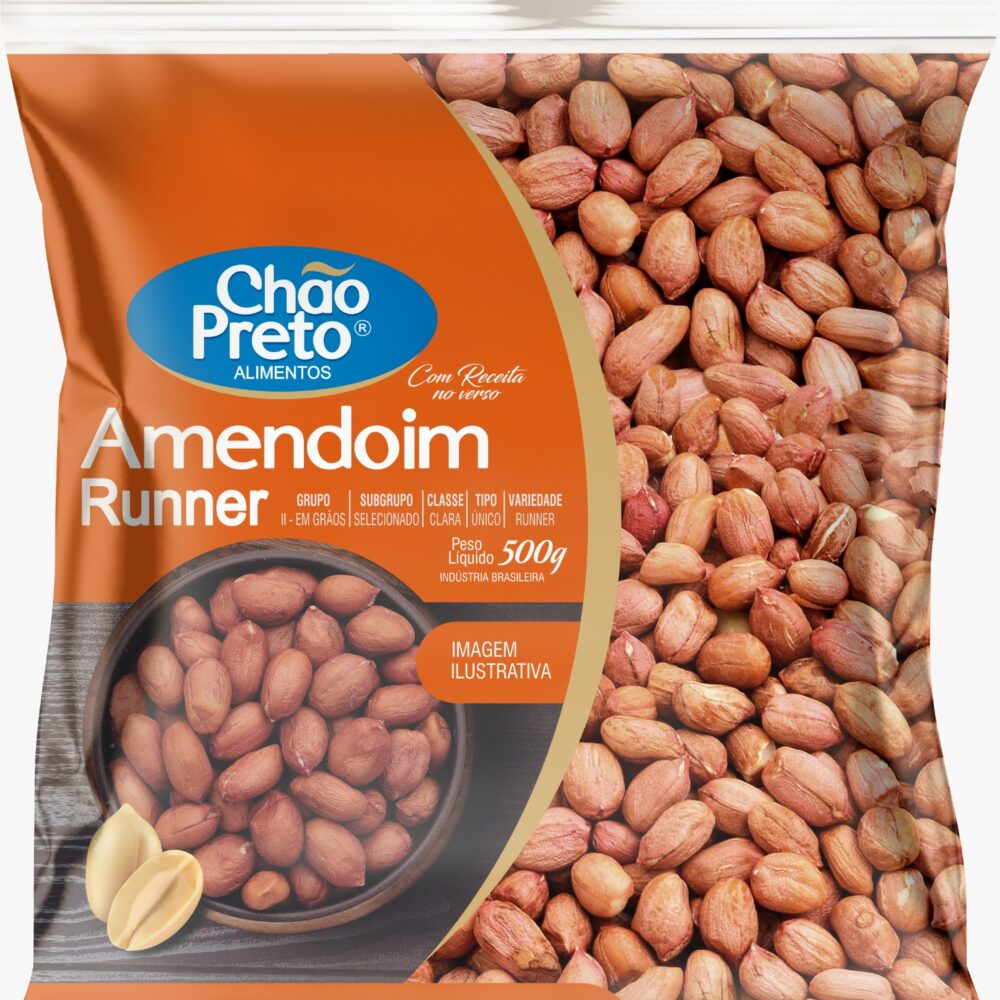 Amendoim Runner em Grãos Selecionados 500g Chão Preto