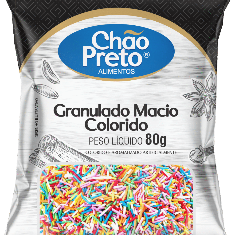 Chocolate Granulado Colorido Chão Preto 80g